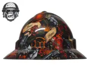 Custom Hydrographic Safety Hard Hat LOVE POWER RESPECT PRO CHOICE WIDE BRIM