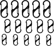Castaic 15pcs Black Zipper Locks,Backpack Locks Zipper,Replacement Zipper Pulls,Anti-Theft S Shaped Carabiner for Camping Fishing Traveling Outdoor Sports