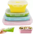 Collapsible Silicone Food Storage Container Set of 4,BPA Free,Leftover Meal Box