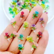 100pcs Mixed Color Charm Rose Flower Resin Flatback For Slime Nail Decorations