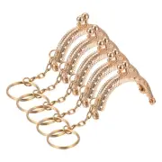 Metal Purse Frames, 2" 5Pcs Kiss Lock Clasp Frame for Coin Purse DIY, Gold