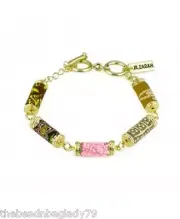 NEW JILZARA Rolled Clay Tube Beads PRAIRIE PINK TUBE Bracelet Gold Plated