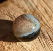AGATE MARBLE SPHERE,BLACK/WHITE BAND AGATE, 20MM MADAGASCAR AGATE MARBLE