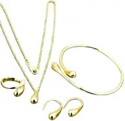 [Generic] Fashion Teardrop Jewellery Set for Women, Ring, Necklace, Bracelet, Drop Earrings