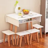 在飛比找樂天市場購物網優惠-北歐簡約小戶型可伸縮簡易摺疊餐桌椅凳組合方形現代吃飯桌子家用