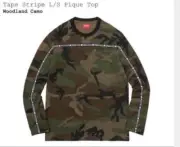 BRAND NEW SUPREME TAPE STRIPE L/S PIQUE TOP FW 2017 - WOODLAND CAMO - LARGE