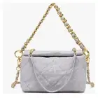 Quilted Crossbody Bag 7.4"× 2.9"× 4.7" PU Shoulder 2 Chain Straps extending 44"