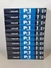 Case of 10 VHS Tapes MAXELL P/I Plus T-30 Video Cassette Tapes NEW Made In USA