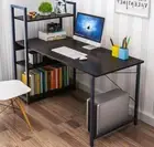 Exceeder Large Workstation Wood & Steel Computer Desk with Storage Shelves Black