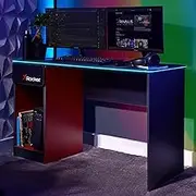 X Rocker Carbon-Tek Desk with Wireless Charging and LED Lights