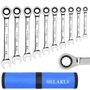 10-Piece 1/4-3/4 Inch Ratchet Wrench Set Chrome Vanadium Steel SAE Combinatio...