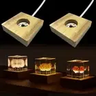 Wooden LED Display Stand 3D Night Light Base Holder For Crystals Glass Ball