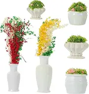 6pcs Mini Planter Vase Fake Grass Mini Plant Decor Miniature Plant Ornaments Small Plant Decoration Fake Lawn Small Garden Ornaments Outdoor Artificial Grass Fake Plant Plastic