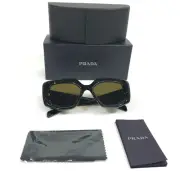 Prada Sunglasses SPR14Z 19D-01T Black Yellow Marble Butterfly Dark Brown Lenses
