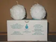 PARTYLITE #3510 WHITE SNOWBALL 2 PC BALL CANDLES 3" MADE IN USA NEW IN BOX