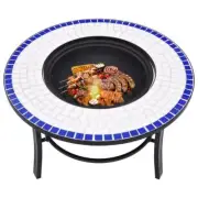Outdoor Fire Pit Bowl Ceramic Round Tabletop Garden BBQ Firepit Patio Fireplace