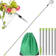 FUYGRCJ Fruit Picker Fruit Picking Tool with Storage Bag Stainless Steel Orange Picker Tool Tree Fruit Catcher Lightweight Fruit Harvester Garden Fruit Picking Pole with 94inch Splicing Rod