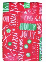 Holiday Red Vinyl Tablecloth With Christmas Sentiments 70" Round