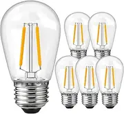 ROMANJOY 2W S14 E27 LED Light Bulbs, 2700K Warm White Replacement Bulbs for Outdoor String Lights, Shatterproof Edison E27 LED Plastic Bulbs, 20W Equivalent, 6 Pack