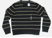 Polo Ralph Lauren Flannel Wool Knit Striped Green Pony Logo Crewneck Sweater