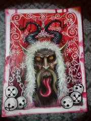Brand New Original Krampus Christmas Vintage Style Painting