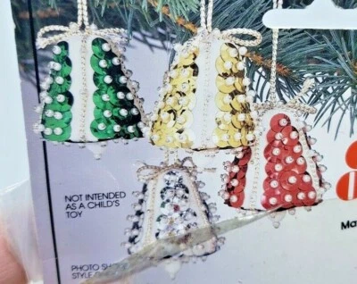 THL Crafts SMALL MINI BELLS Sequin Bead Christmas Ornament Kit Designer Vintage