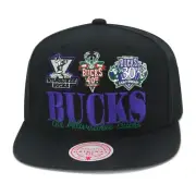 Mitchell & Ness Milwaukee Bucks NBA Reframe Retro Snapback Cap Hat - Black