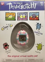 2020 Bandai Tamagotchi Virtual Reality Pet Pink and Blue Plaid NEW