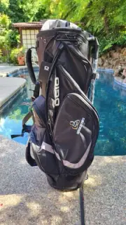 Ogio Vision Golf Stand Bag 425044 Black Silver 8 Way OSFA w/ Hercules Tires Logo