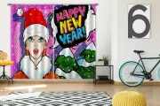 3D Happy Christmas Sweet Girl NAO058 Photo Curtain Printing Fabric Window Fay