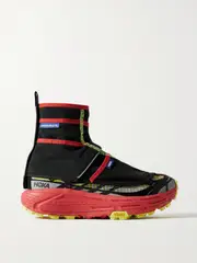 [Hoka] Hoka - + Nicole Mclaughlin Mafate Three2 Convertible Rubber-trimmed Mesh Sneakers - Red - US4 US 4 Red