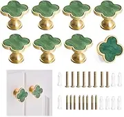 Xinghonyac 8 Pcs Clover Four-Leaf Cabinet Knobs, Cabinet Drawer Pulls Cabinet Knobs, Zinc Alloy Single Hole Door Handle for Dresser, Wardrobe, Cupboard (Green)
