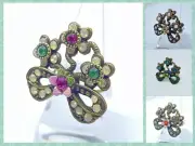 Ring Michal Negrin Crystals Lovely Fantasy Flowers Arco all size Made in Israel