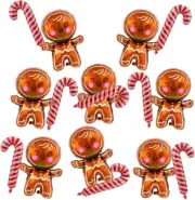 16Pcs Christmas Mini Gingerbread Man and Mini Candy Cane Balloons - 16.1" Ginger