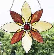 13"x13" Tiffany Style Stained Glass Floral Flower Window Panel Suncatcher