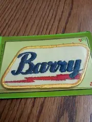 Barry Blue White Red Yellow Vintage Name Patch (Cursive Letters) NOS