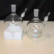 SET OF TWO 2 Titan Round Bottom Reaction Flask 1000ml glassware PTFE