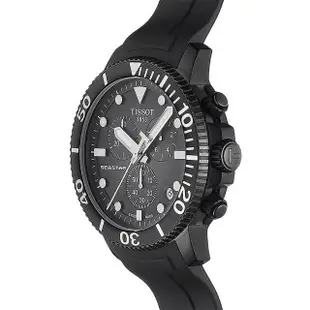 【TISSOT 天梭 官方授權】Seastar 1000海洋之星水鬼300米潛水三眼計時錶-45.5mm/黑(T1204173705102)