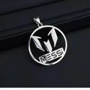 Messi Stainless Steel Necklace Football Soccer Star Leo Messi Pendant Clavicle Charming Jewelry For BF Type 1 Blue