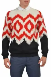 Prada Men's Alpaca Wool Multi-Color Long Sleeve Crewneck Sweater US XS S