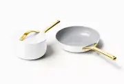 Caraway Iconics White & Gold Ceramic Bundle | 10.5" Fry Pan & 3 qt Sauce Pan