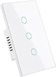 7Pandas Smart Light Switch, WiFi Wall Light Touchpad Switch, Tempered Glass Touch Panel Touch Wall Mount Switches, Compatible with Alexa, Google Assistant, Remote Control, Timer (3Gang-White)