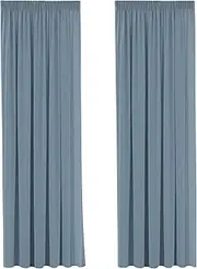 H.Versailtex Solid Thermal Insulated Blackout Pencil Pleat Anti - Mite Curtains for Bedroom with Two Free Tiebacks - Citadel, Energy Saving & Noise Reducting, 230cm Width x 230cm Drop, Set of 2 pieces