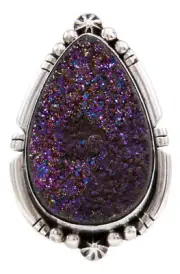 Navajo Native American Druzy Ring Size 7 by Ernest Alviso SKU232087
