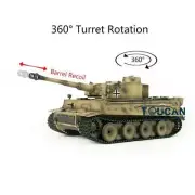 7.0 Henglong 1/16 3818 TigerⅠRC Tank Barrel Recoil Plastic Tracks Wheels 360°