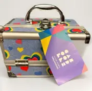 Caboodles Women Love Me Train Case, Hearts Denim W/mirror/ Keys Makeup Organizer