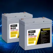 12V Giantz AGM Deep Cycle Battery 75Ah x2 Box Portable Solar Caravan Camping