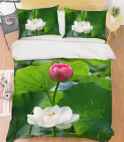 3D White Lotus ZHUA3309 Bed Pillowcases Quilt Duvet Cover Set Queen King Zoe