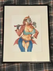 Friday the 13th Jason Voorhees Original Drawing -Lena Dai Professionally Framed