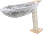 TOBBOMEY 1 Set Cat Hammock Bed Soft Lint Covered Spoon Shape Cat Tree Hammock Durable Scratchproof Kitten Platform with Scratching Post Easy Maintenance Stylish Design